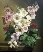 § § Bennett Oates (1928-2009) 'Hollyhocks No.1'oil on boardsigned and dated '8560 x 50cmOil on board