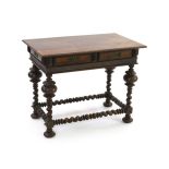 An 18th century Portuguese Colonial rosewood centre table, with gadroon rectangular top over two
