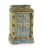 Alfred Drocourt of Paris. A mid 19th century French ormolu and champleve enamel hour repeating