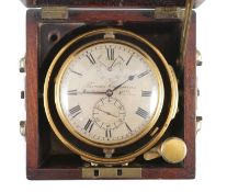 Thomas Cummins of London. A mid 19th century mahogany cased thirty six hour marine chronometer, with