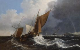Manner of Clarkson Stanfield (1793-1869) Shipping off the coast in a rough seaoil on canvas69 x