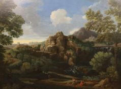 Circle of Nicolas Poussin (French, 1594-1665) Figures in an Italianate landscapeoil on canvas72 x