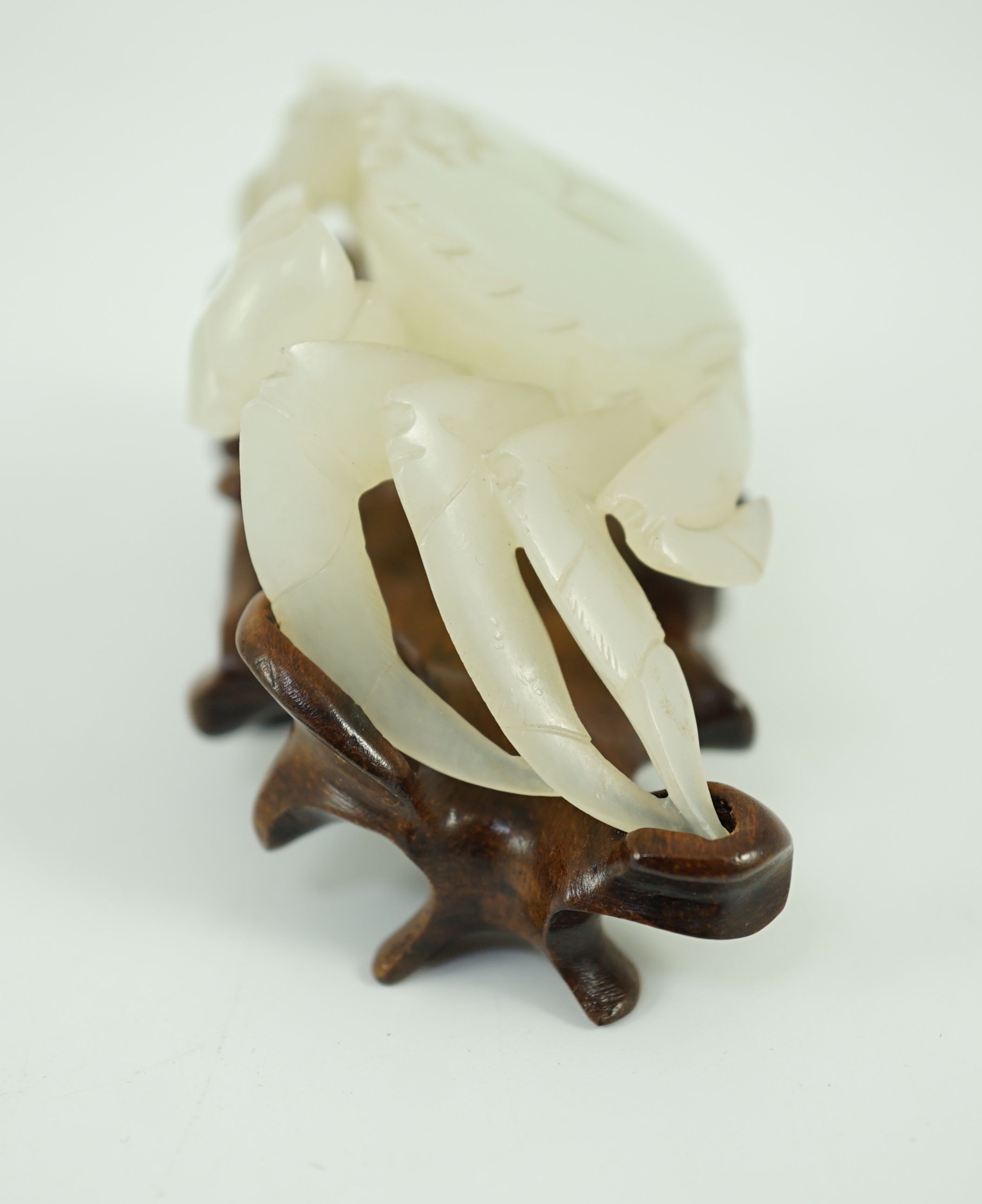 A Chinese pale celadon jade model of a crab, 20th century, Provenance- the vendor’s father - Image 5 of 8