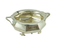 An Edwardian Art Nouveau Scottish silver two handled fruit bowl, by Hamilton & Inches, of panelled