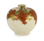A Japanese Satsuma pottery miniature globular vase, by Yabu Meizan, Meiji period, finely painted