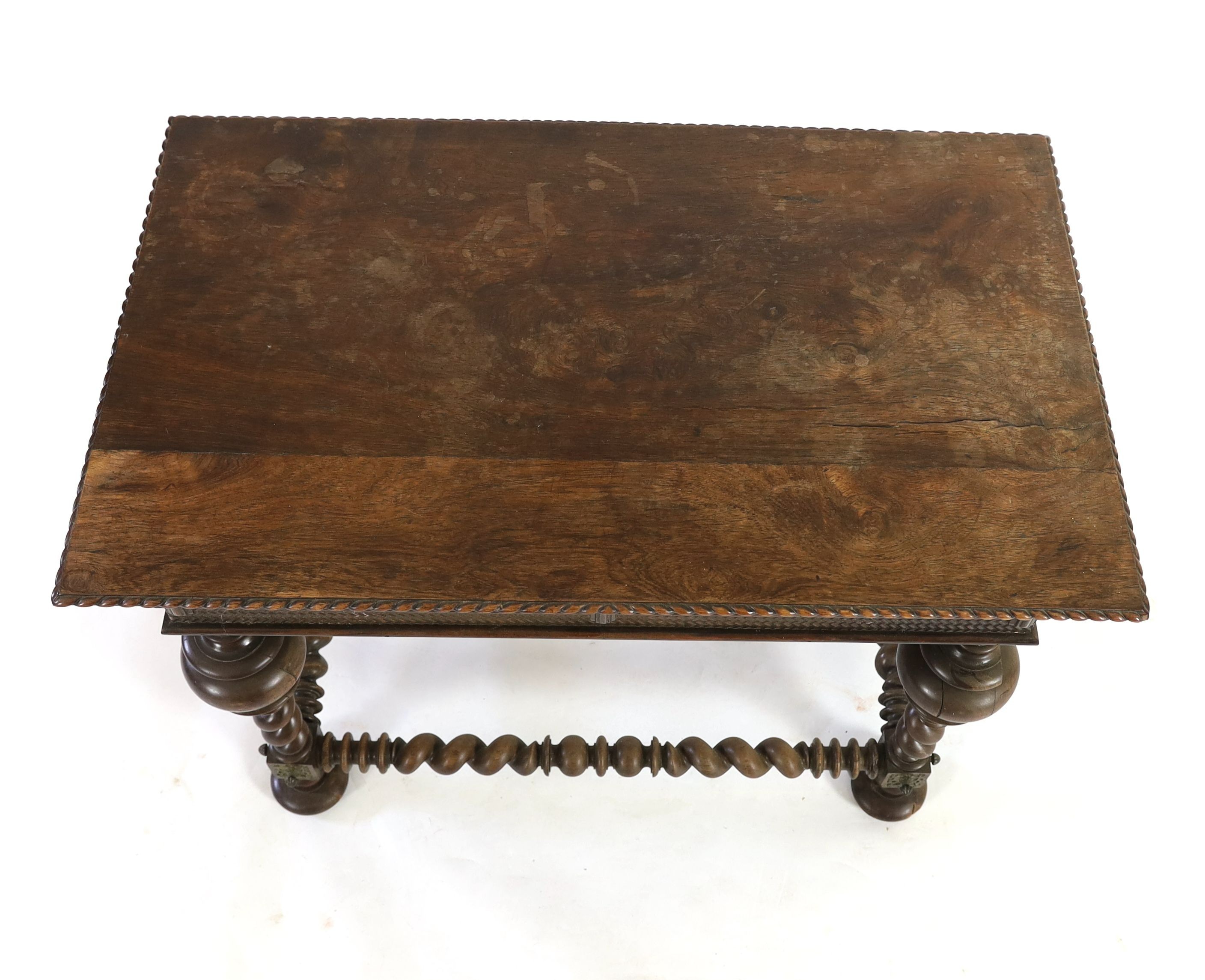 An 18th century Portuguese Colonial rosewood centre table, with gadroon rectangular top over two - Image 3 of 4