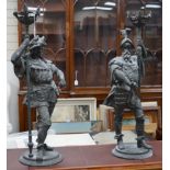 A pair of large figural spelter table lamps