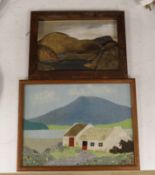 Ede Fitzpatrick. Irish Tweed picture, Connemara cottages, initialled and labelled verso, 22 x