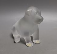 A Lalique dog, base etched ‘Lalique R France’, 13cm