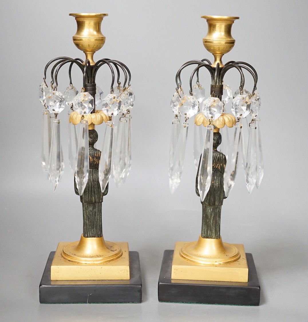 A pair of figural lustre drop candlesticks - 29cm tall - Image 5 of 5