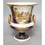 A Derby named twin handled cup, 'View near Rome', 20.5cm