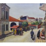 E. W. Allen, oil on canvas, St Andre de Curzac, signed and dated 1958, 64 x 76cm