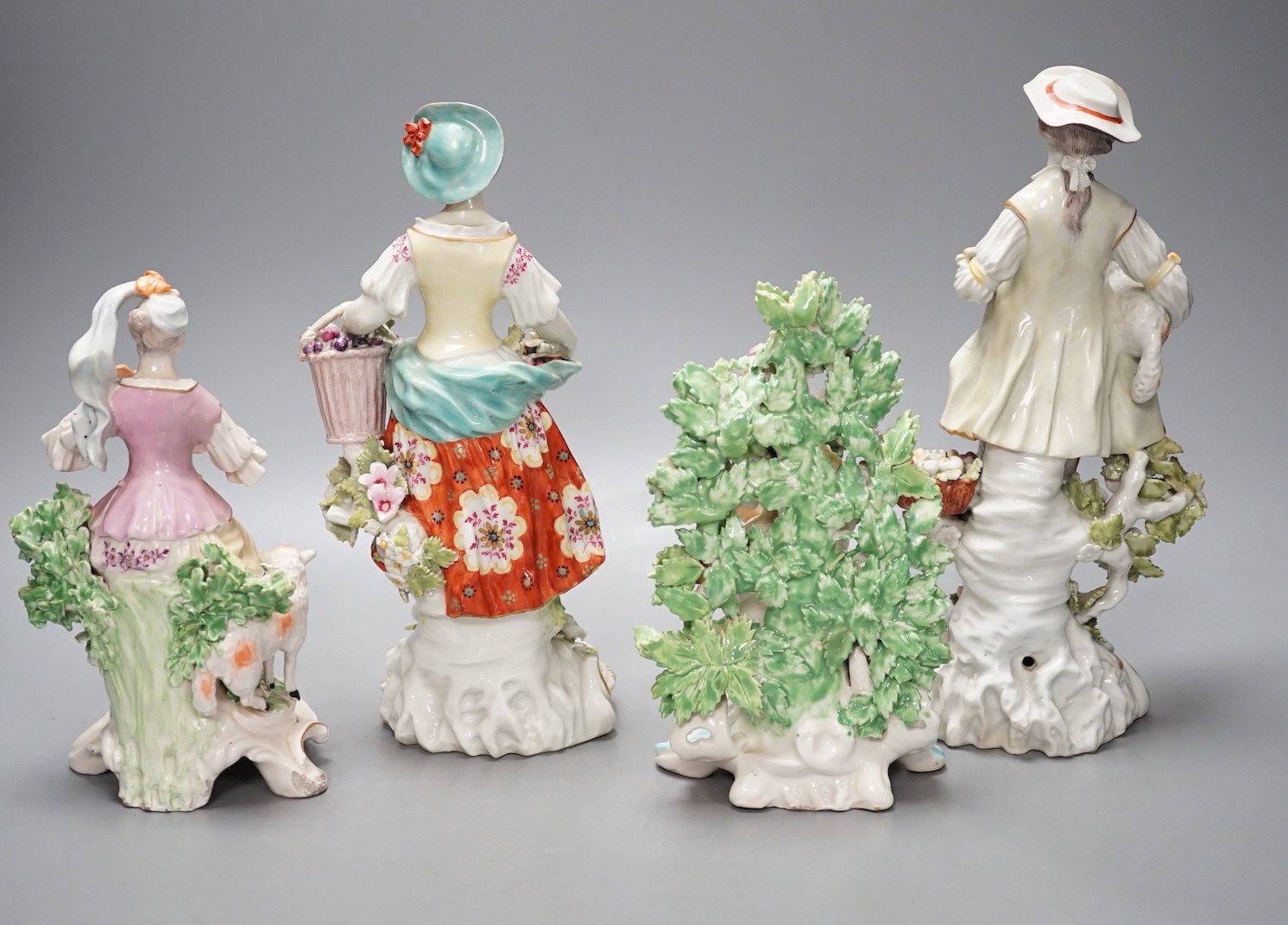 Four late 18th century Derby figures of a shepherd, a flower seller and two lute players - tallest - Image 2 of 6