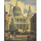 Modern British, oil on canvas, View of St Paul's Cathedral, initialled and dated '32, 50 x 40cm