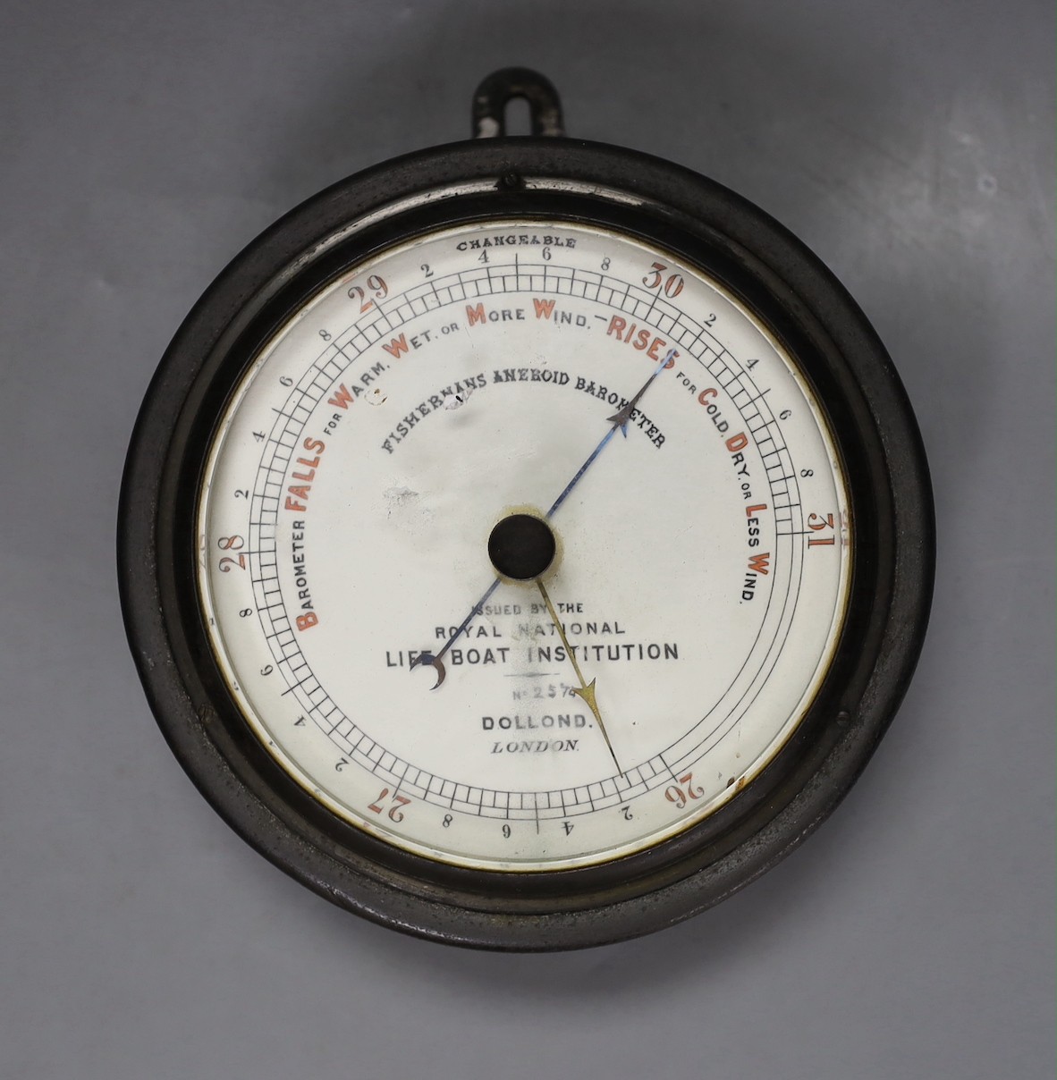 Dollond RNLI aneroid barometer - 16.5cm diameter