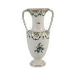 An Imperial Vienna porcelain factory twin handled vase, early 19th century, painted blue floral