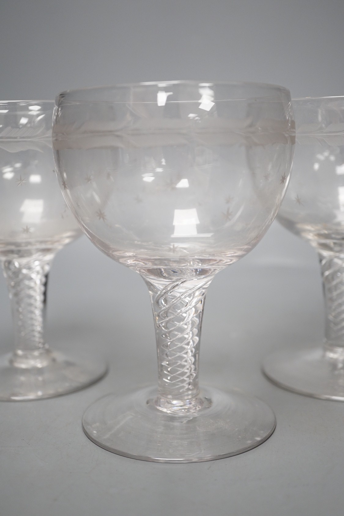 Four Edwardian air twist wine goblets - 14cm tall - Image 3 of 3