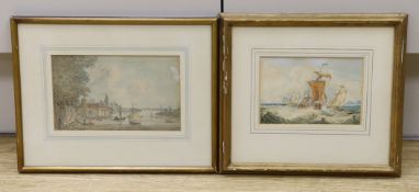 George Perfect Harding (1780-1853) , watercolour, Shipping off the coast, signed and dated 1829, 9 x