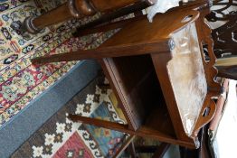 A George III mahogany tray top bedside cabinet, width 42cm, depth 35cm, height 76cm