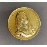 A Charles I 1649 gilt metal memorial medal by J ROETTIERS (1631-1703)