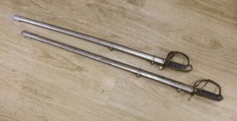 A Royal Artillery officers sword and a Hamburger Rogers & co. 1845 pattern officers sword. Both with