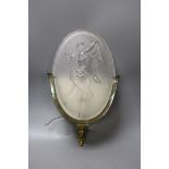 Four frosted glass wall lights with figural reliefs