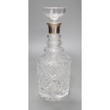 A silver mounted cut glass decanter - 28.5cm tall