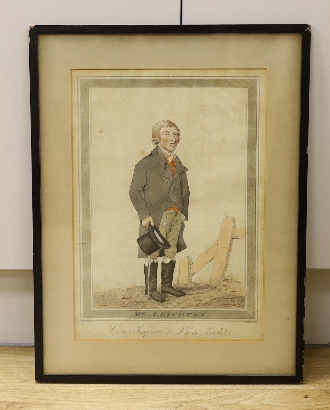 T. Illman after W. Lee, hand coloured engraving, 'Mr Leighton, Corn Inspector at Lewes Market', - Image 2 of 3