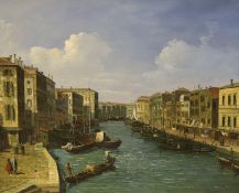 After Canaletto, oil on canvas, Venetian canal scene, 50 x 60cm