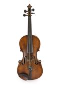 A 19th century violin, degraded internal paper label reads ‘Amati’, back measurement 36cm