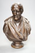 A small bronze bust of Wellington, by Matthew Noble (1817-1876), inscribed verso 'Noble 1852' - 27cm