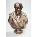 A small bronze bust of Wellington, by Matthew Noble (1817-1876), inscribed verso 'Noble 1852' - 27cm