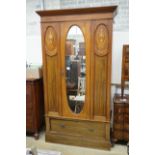 An Edwardian inlaid mahogany wardrobe, width 114cm, depth 48cm, height 204cm