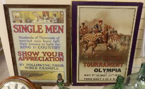 A WW1 framed poster ‘single men, hundreds of thousands of married men have left their homes to fight