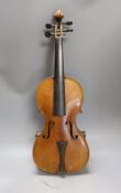 A 19th century French violin, back measurement 33.5cm
