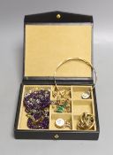 Mixed costume jewellery and a lady's 9ct gold wrist watch(a.f.).