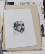 A folio of assorted prints, mostly wood engravings including James Bostock, Barbara Greg and