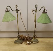 A pair of Louis XVI style gilt brass reading lamps, 66cm