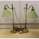 A pair of Louis XVI style gilt brass reading lamps, 66cm