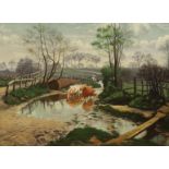 W. H. Knight (19th C.), oil on canvas, 'Springtime at Yardley Wood', signed and dated 1894, 55 x