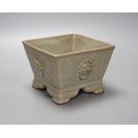 A Chinese crackle glaze square flower pot - 10cm tall