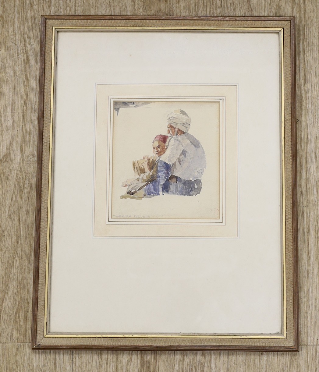 Harry John Johnson R.I. (1826-1884), watercolour, 'Lycian Figure 1844', label verso, 14 x 12.5cm - Image 2 of 4