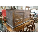 A George III pine mule chest, width 117cm, depth 44cm, height 66cm