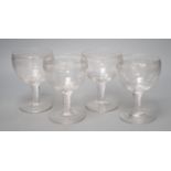 Four Edwardian air twist wine goblets - 14cm tall