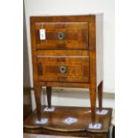 An 18th century North Italian banded walnut two drawer chest, width 48cm, depth 31cm, height 80cm