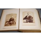 A late Victorian Morocco leather album of cabinet card photo portraits