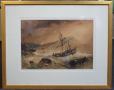 Alfred Herbert (1818-1861) 'The Ship Wreck'watercoloursigned and dated 184433 x 49cm