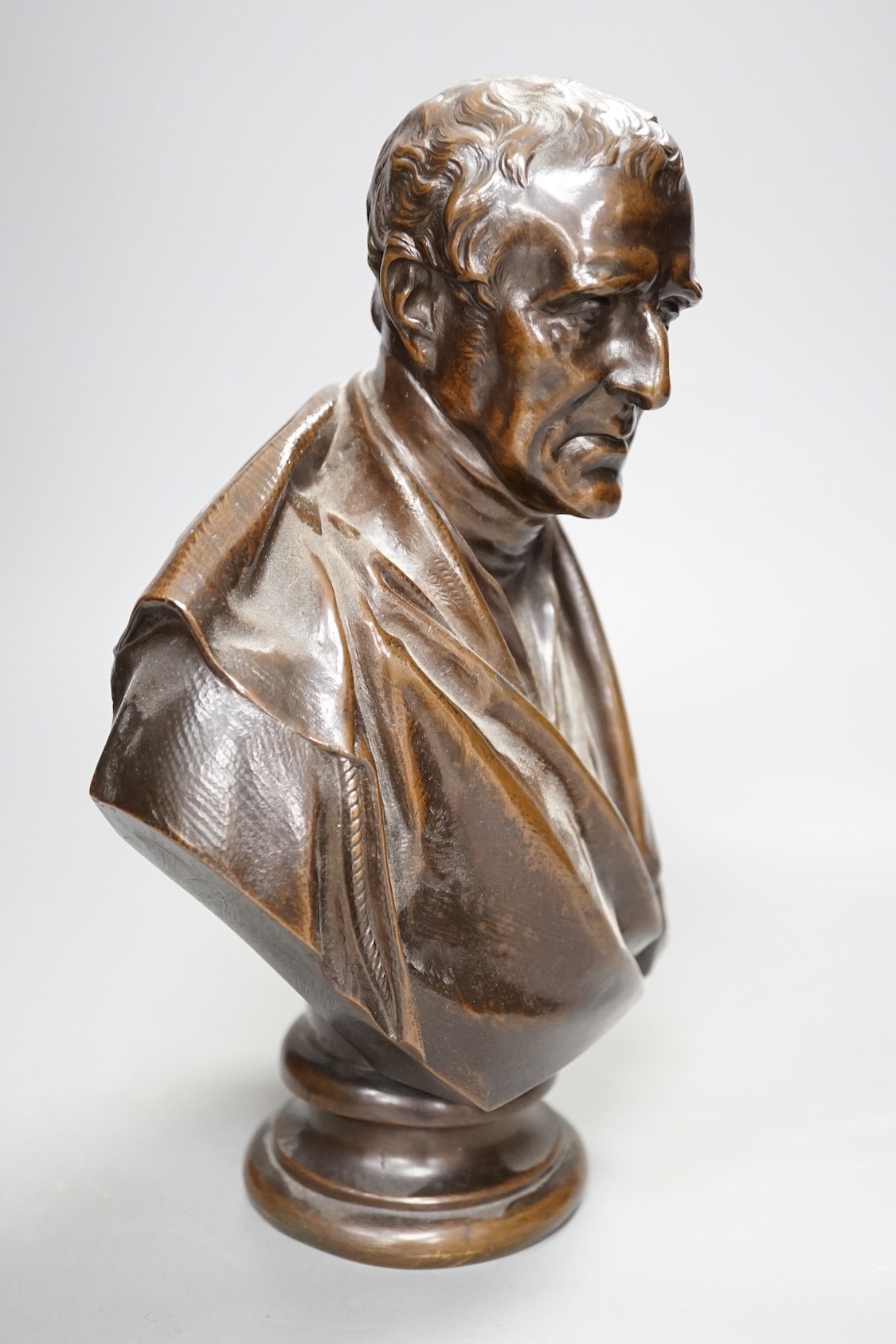 A small bronze bust of Wellington, by Matthew Noble (1817-1876), inscribed verso 'Noble 1852' - 27cm - Image 4 of 4