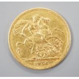 A Victoria 1876 Melbourne Mint gold sovereign.