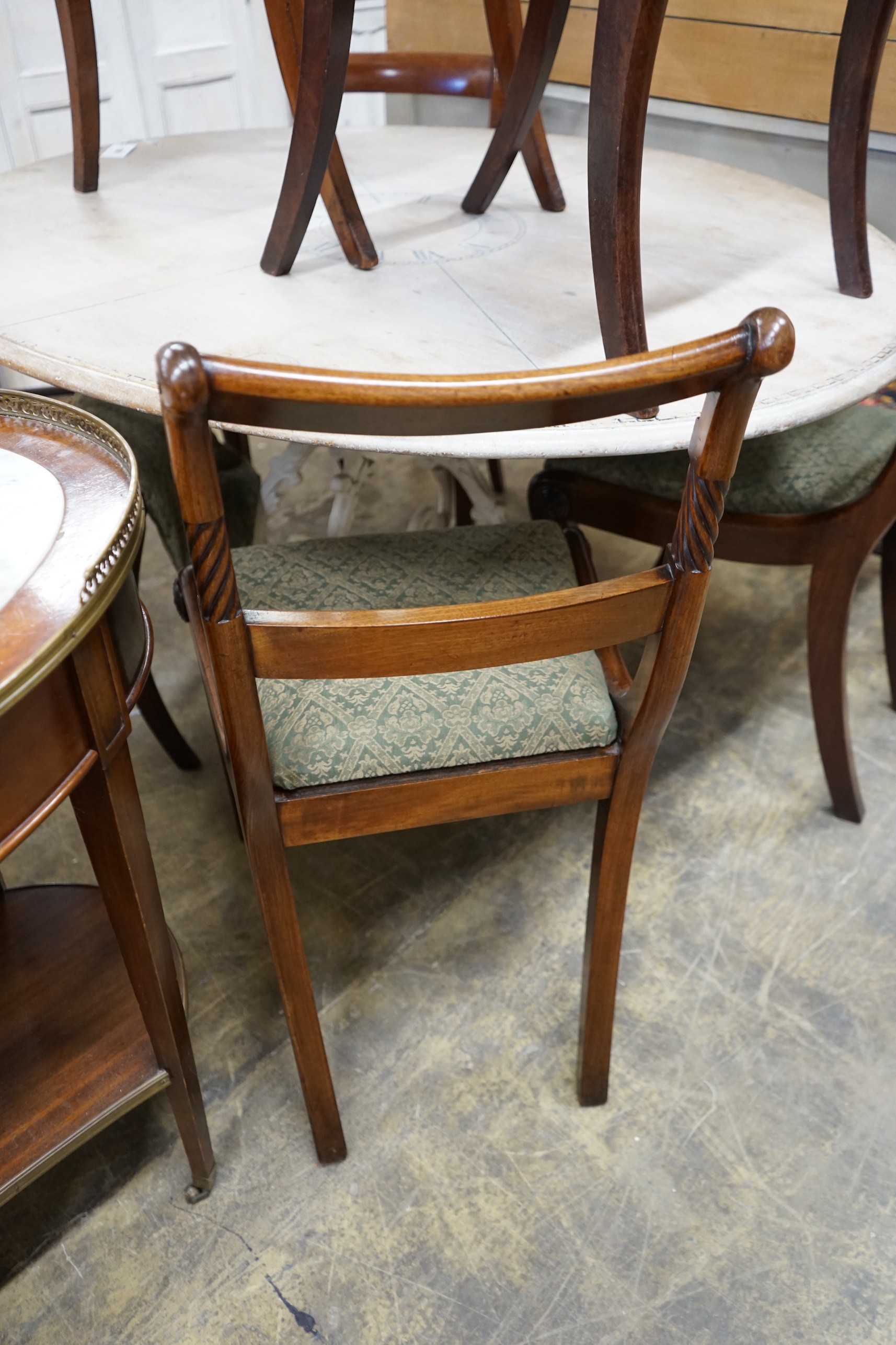 Six Regency mahogany cane and drop in seat dining chairs (four plus two) - Image 3 of 4